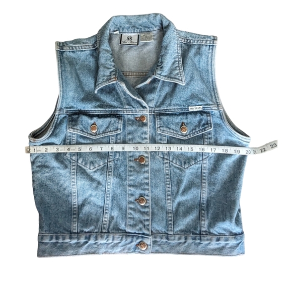 Vintage Bill Blass Denim Waistcoat Vest Sleeveless Biker Trucker Jacket Size M - Picture 5 of 9